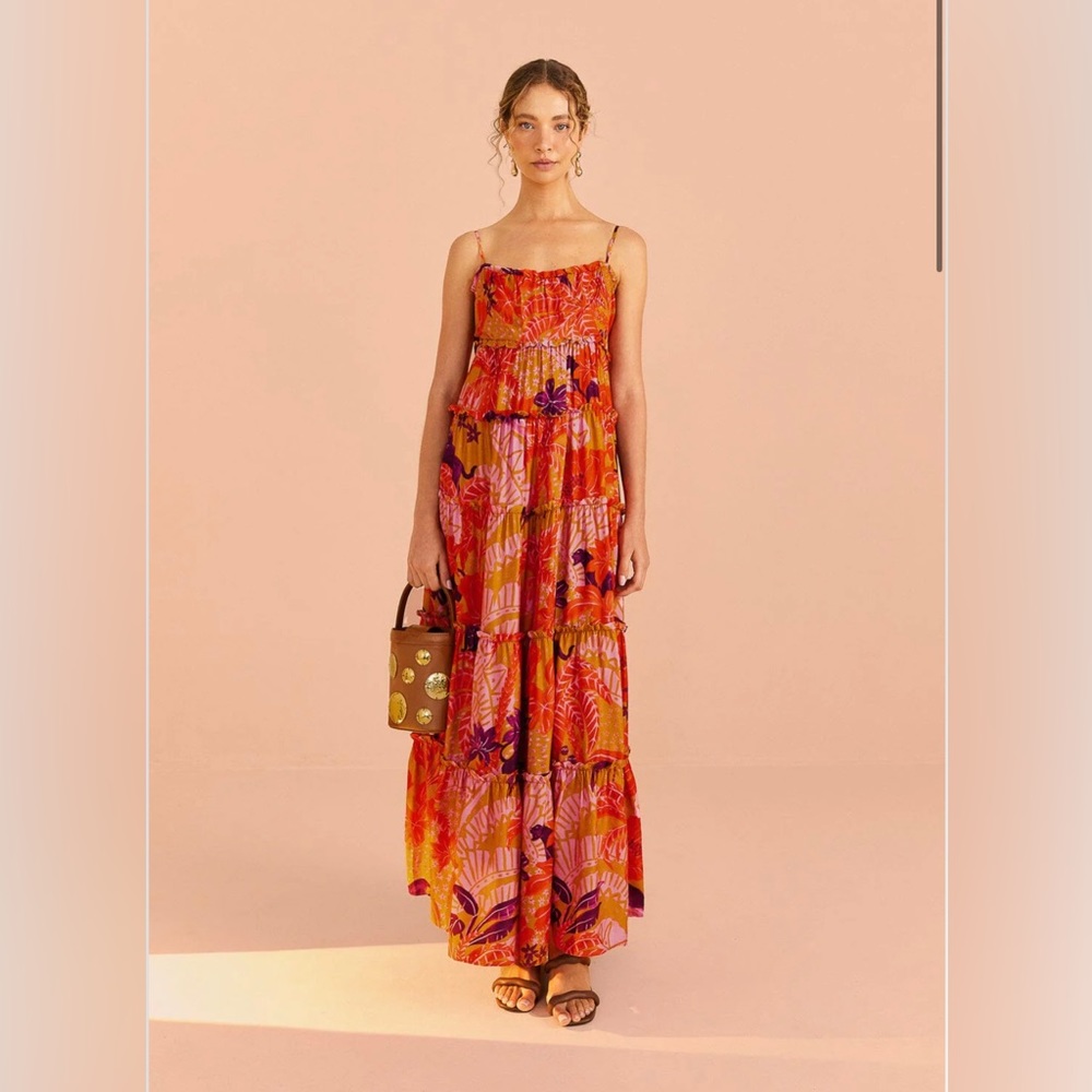 Farm Rio Beige Jungle Panther Lenzing™ Ecovero™ Viscose Maxi Dress